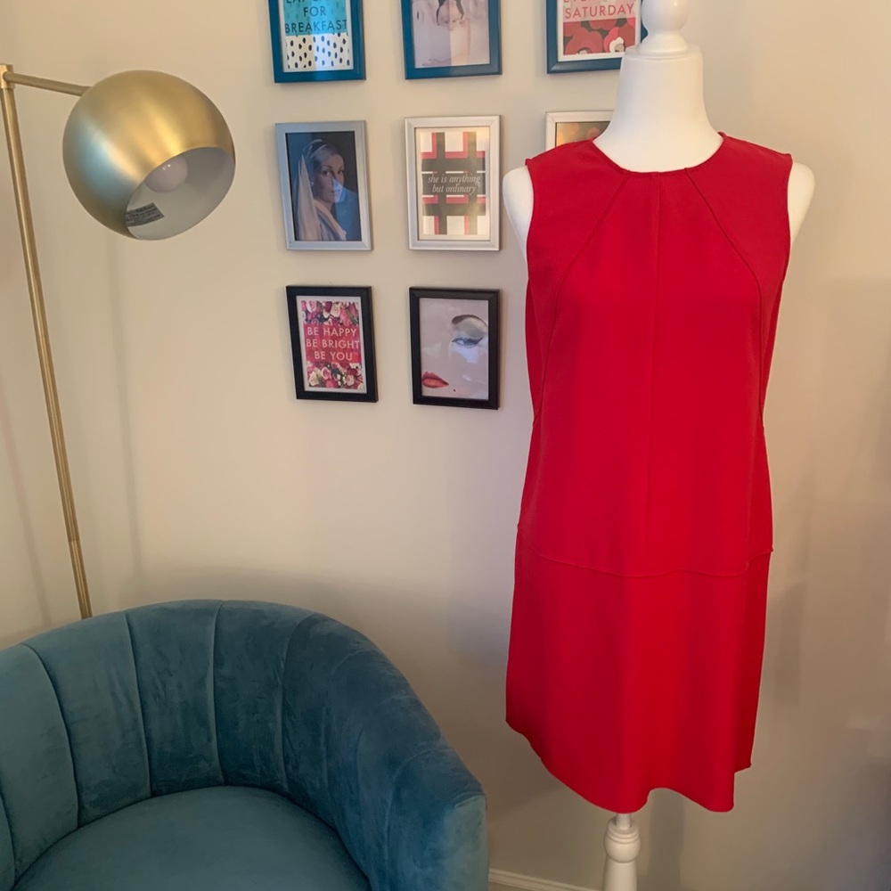 LOFT Red Drop Waist Dress